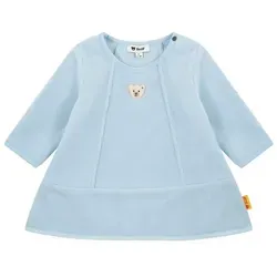 Steiff Mädchen Kleid Kinderkleid, Cashmere Blue, 80 cm - Kleider für Baby-Mädchen, zeitloses Design mit flauschigem Teddybärmotiv, ideal für kleine Entdecker und pflegeleicht in der Maschine waschbar.
