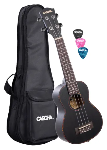 Cascha Premium Mahagoni Sopran Ukulele Set Schwarz in schwarz von Cascha