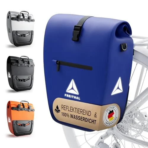 FREITHAL Fahrradtasche für Gepäckträger - 27L wasserdicht, blau - Fahrradtaschen mit 100% wasserdichter WaterShield Technologie und abnehmbarem Umhängegurt für flexiblen Transport. Ideal für Einkäufe und Arbeitsmaterialien!