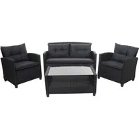 MCW XXL Poly-Rattan Garnitur F10 4-tlg Anthrazit - Gartenmöbel in modernem Design mit hoher Belastbarkeit von bis zu 120 kg pro Sitzplatz, inklusive wasserabweisenden Polstern für maximalen Komfort und Langlebigkeit.