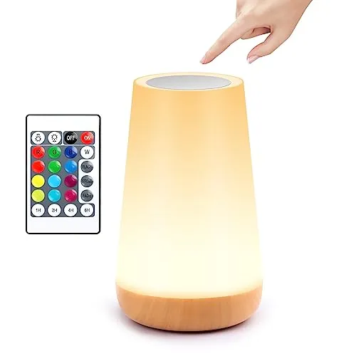 JOPHEK LED Nachttischlampe Kinder, 13 Farben Touch Control Dimmbar Nachtlicht, Geschenk für Frauen Männer Teenage Mädchen und Jungen