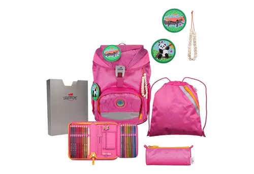 DerDieDas ErgoFlex Exklusiv Eco Schulranzenset 5-teilig Pink Planet - Schulranzen Set mit ergonomischem Rücken und atmungsaktiven Gurten für optimalen Tragekomfort, inklusive Mäppchen und Sportbeutel.