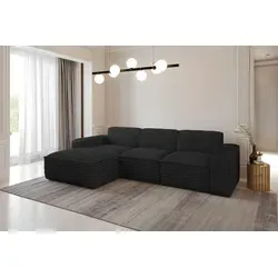 Kaiser Möbel Ecksofa Siena L-Form, Schwarz - Ecksofa Siena L-Form – Stilvoll und bequem, mit hochelastischem Schaumstoff für optimale Unterstützung. Ideal für moderne Wohnzimmer und flexibel in der Raumgestaltung.