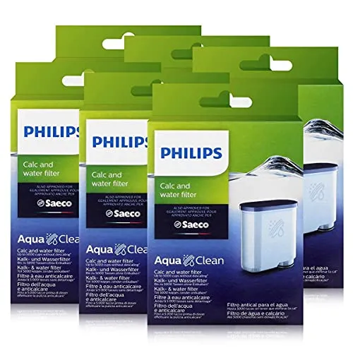 Philips CA6903/10 AquaClean Wasserfilter für Saeco Automaten (6er Pack) - Wasserfilter für Kaffeemaschinen, entfernt Kalk und sorgt für konstant hochwertigen Kaffee mit Ionen-Austausch-Technologie. Ideal für Saeco und Philips Modelle.