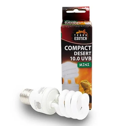 Terra Exotica Compact Mini UVB 13 Watt Vollspektrum Tageslichtlampe - Auswahl zwischen 2.0, 5.0 und 10.0 UVB Lampen für Ihr Terrarium (Desert 10.0 UVB)