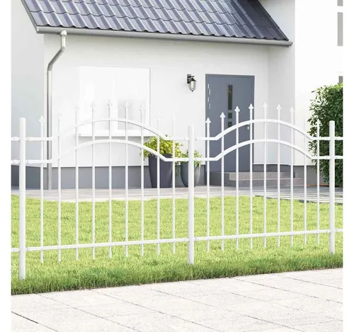 furnicato Moderner weißer Gartenzaun aus pulverbeschichtetem Stahl 240x140 cm - Stylischer Gartenzaun für elegante Raumgestaltung. Aus wetterfestem, pulverbeschichtetem Stahl gefertigt, bietet er sowohl Schutz als auch modernes Design. Ideal für zeitgemäße Gärten und Terrassen.