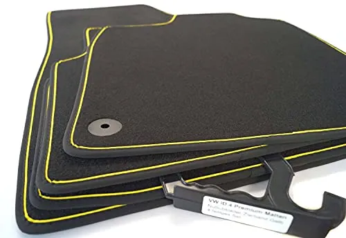 Fußmatten passend für VW ID4 ID.4 (Designmatten Gelb) Premium Velours Automatten 4-teilig, passend zum Innenraum