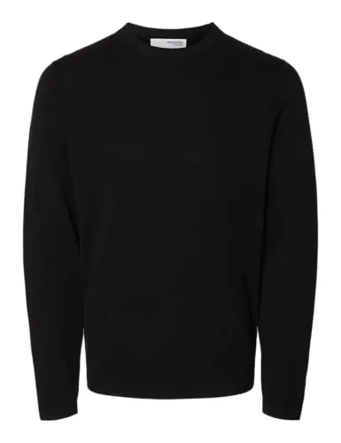 Selected Herren Rundhals Pullover SLHRAVI LS KNIT STRUCTURE CREW NECK Schwarz XL