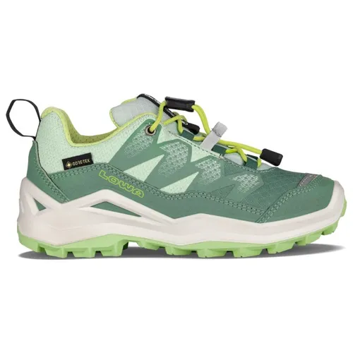 Lowa Maddox Pro GTX LO JR rauchgrün/mintgrün (7946) 29 - Wanderschuhe für Kinder mit GORE-TEX Membran für optimalen Wetterschutz und praktischem Speedlacing-System für schnelles An- und Ausziehen. Ideal für abenteuerliche Outdoor-Aktivitäten!