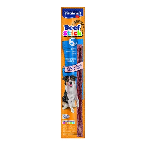 Vitakraft Beef Stick Original Herz - 50 x 12g - Katzenfutter mit hohem Fleischanteil, ideal zum Verwöhnen und Belohnen Ihrer Katze. Frischeversiegelte Packung für unterwegs, ohne Farb- und Konservierungsstoffe.