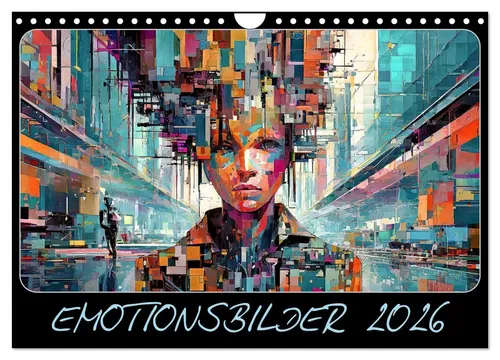 Werner Braun | Emotionsbilder Wandkalender 2026 - Kalender für 2026 im DIN A4 Querformat, zeigt Gefühle in einzigartiger Glitch-Art, perfekt für Kunstliebhaber und Psychologie-Interessierte.