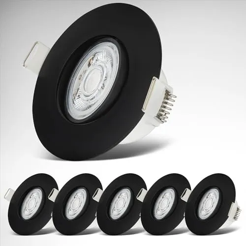 Einbaustrahler 68mm 6er Set - IP65, warmweiß, schwarz - B.K.Licht - 6er Set schwenkbare LED Einbaustrahler für Badezimmer mit IP65 Schutz, ideal für gezielte Ausleuchtung und gemütliches Licht in Küche, Bad und Wohnzimmer.