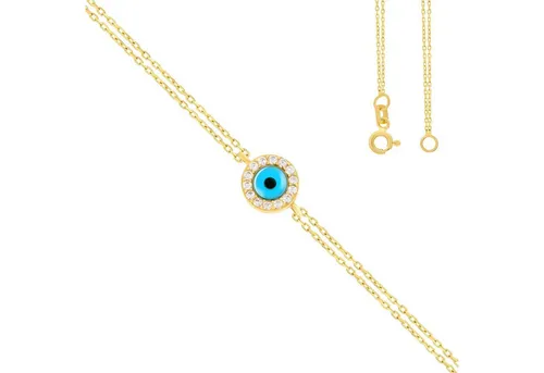 Stella-Jewellery Goldarmband Armband 585er Gelbgold Plättchen Glücksauge 18 cm (inkl. Etui, 1-tlg), Armkette, Goldarmband