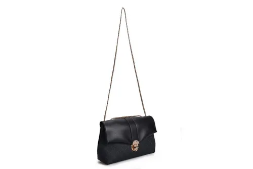 Schultertasche Handtasche für Damen Schwarz - Stylische Umhängetasche in Schwarz, aus robustem Polyvinylleder. Ideal für den Alltag, bietet ausreichend Platz für persönliche Gegenstände. Größe: 26 x 20 x 10 cm.