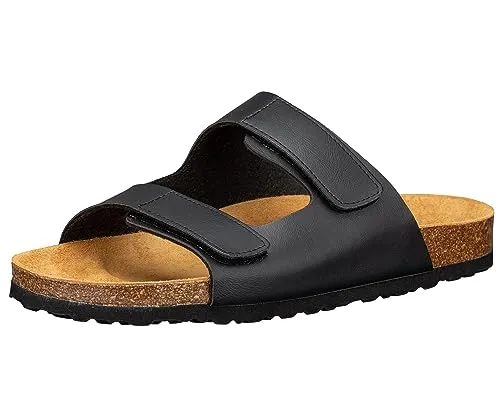 Lico Herren Bioline Man Hausschuhe - Schwarz Velcro, 37 EU - Herren-Hausschuhe mit verstellbaren Schnallen und dämpfungsaktiver EVA-Laufsohle für optimalen Tragekomfort und Unterstützung.