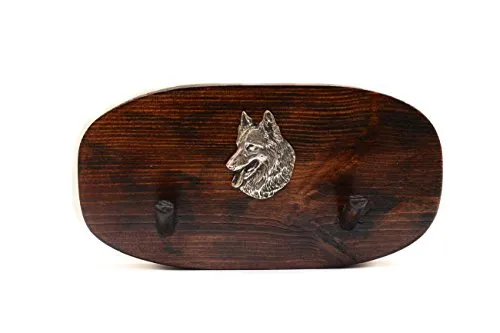 Art-Dog Wooden Dog Aufhänger - Handmade Kiefer Holz Hundeleine Halter für Wand - Hundeleine Haken - Hundeleine Haken für Wand - Hundeleine Halter - 10x20cm - Belgian Shephard