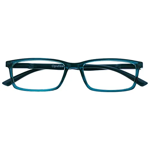 OPULIZE SEE Blaulichtfilter Lesebrille für Damen Herren, Blendfreie UV400-Schutz Federscharnier Anti-Müdigkeit, Rechteckiger Rahmen, Computerbrillen Gaming, Türkis +1,50