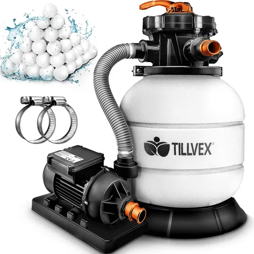 tillvex Sandfilteranlage 7.900L/h mit Filterbällen und Pumpe
