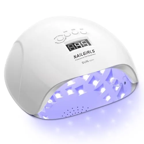 NAILGIRLS UV-Nagellampe 220W, Tragbare Nageltrockner Lampe für Maniküre & Pediküre, LED-UV Lampe mit automatischem Sensor,4 Timer-Modi, LCD-Display