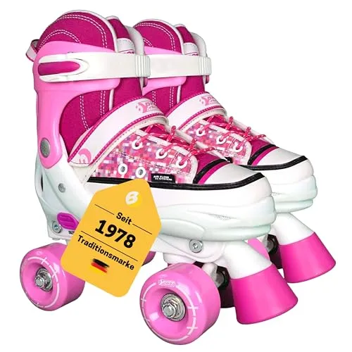 Best Sporting Rollschuhe Kinder Mädchen I Größenverstellbar 32-35 - Kinder-Rollerskates mit 4-facher Größenverstellung, ideal für sicheres Fahren und hohen Tragekomfort dank Memoryschaum und ABEC-7-Kugellager.