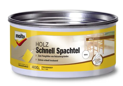 Molto Holz Schnell Spachtel 400g - Schnellspachtel für Holz, ideal zum Feinglätten von Innen- und Außenflächen, einfach zu verarbeiten und sorgt für ein perfektes Finish.