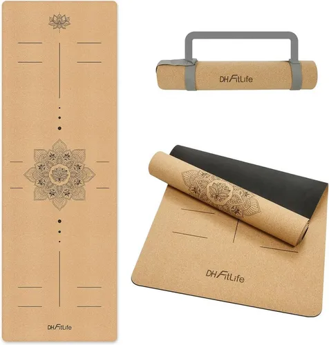 DH FitLife Yogamatte aus Kork, rutschfest & gelenkschonend, 5 mm - Erlebe sicheres Training mit der rutschfesten Yogamatte aus natürlichem Kork. Ideal für Yoga und Pilates, bietet sie Komfort und Stabilität. Perfekt für Zuhause oder unterwegs, einfach ausrollen und loslegen!