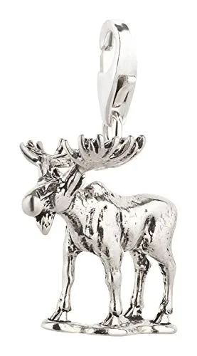 Charm Anhänger Elch 2 aus 925 Sterling Silber (16x15mm)