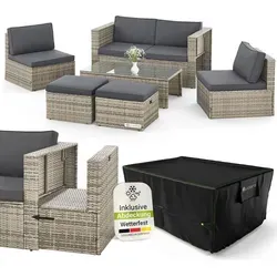 Juskys Polyrattan Gartenmöbel Set Salou mit Abdeckung von Juskys