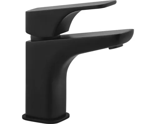 Lomadox Waschtischarmatur HIACYNT-30 - Matt Schwarz - Elegante Einloch-Waschbeckenarmatur im skandinavischen Design, aus massivem Messing mit hochwertiger, matt schwarzer Oberfläche. Hohe Kratzfestigkeit und bis zu 50% reduzierter Wasserverbrauch.