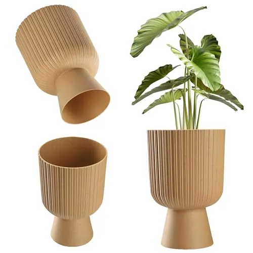 KADAX Blumentopf in Kelchform, Pflanztopf aus Kunststoff in 2 Größen, Pflanzgefäß in 5 Farben für Balkon, Terrasse, Fensterbrett, Pokal Pflanzschale, Übertopf (18cm, Braun)