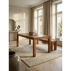 Esszimmertisch MUMBAI 180x90 cm aus Sheesham Massivholz - Esstisch im zeitlosen Design, handgefertigt aus einzigartigem Sheesham Massivholz - ideal für bis zu acht Personen, perfekt für gesellige Abende.