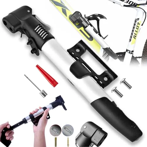 Mini Fahrradpumpe, Minipumpe aus Legierung, Kompakte Fahrradpumpe, Kleine Tragbare Handpumpe, Universal Presta und Schrader Ventil, für Mountainbikes Rennrad E-Bike MTB -Ventile