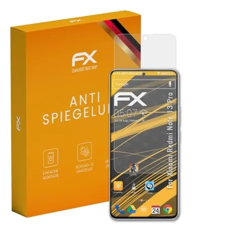 atFoliX Displayfolie kompatibel mit Xiaomi Redmi Note 13 Pro Schutzfolie, entspiegelnde und stoßdämpfende FX Folie (3X)