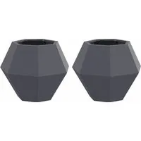 vidaXL Pflanzkübel 2er Set Anthrazit 50 x 50 x 40 cm - Robustes 2er Set Gartenpflanzer aus hochwertigem Stahl, ideal für Gärten und Terrassen. Das schicke Design bietet Platz für verschiedene Pflanzen und bringt Stil in deinen Außenbereich.