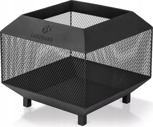LANDMANN Feuerkorb Cube - Wetterfester und stabiler Feuerkorb aus pulverbeschichtetem Stahl - Grills - Massiver Feuerkorb mit 360° Sicht auf das Feuer, Funkenschutzgitter für Sicherheit und perfekte Luftzirkulation, ideal für jede Wetterlage.