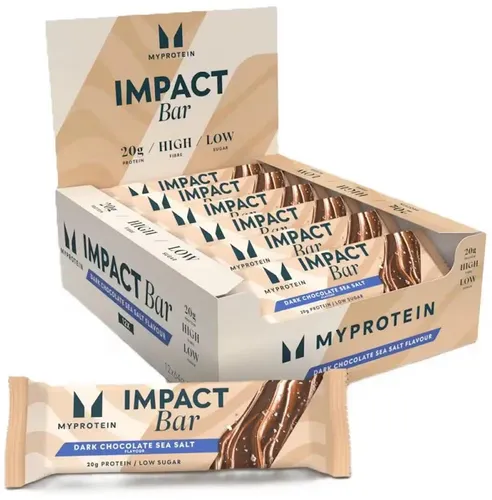 Myprotein Impact Protein Bar, 12 x 64g Riegelbox, Dunkle Schokolade und Meersalz
