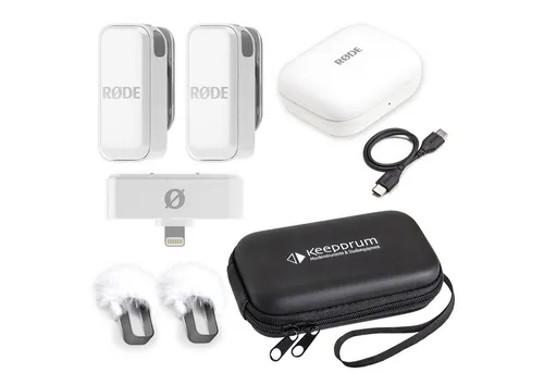 RØDE Wireless Micro Drahtloses Mikrofon für iOS mit Soft-Case - Drahtloses Mikrofon-System für iOS mit Lightning-Anschluss, ideal für Content Creator. Bietet bis zu 100 m Reichweite und bis zu 21 Stunden Akkulaufzeit mit Ladecase.