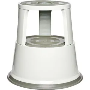 Alco Rollhocker 895-10, Metall, 43cm Höhe, 150kg Tragkraft, weiß - Leitern: TÜV/GS geprüft, rutschfeste Trittfläche und 3 Gleitrollen für sicheren Stand. Ideal für den Einsatz in Werkstätten oder Zuhause.