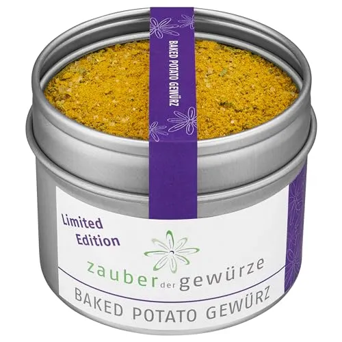 Zauber der Gewürze Baked Potato Gewürz, Gewürz-Mischung für Baked Potatoes, Ofenkartoffeln, Kartoffelwedges, Kartoffelpüree, als Topping, Top-Qualität in wiederverschließbarer Aroma-Dose, 70 g