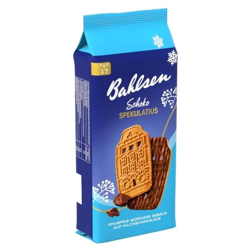Bahlsen Schoko Spekulatius, 192 g, weihnachtliches Gebäck mit Schokolade und traditionellen Motiven (1 x 192 g)