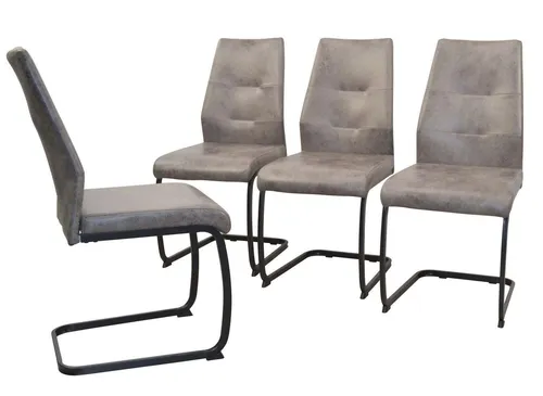 Schwingstuhl Esszimmerstuhl Schwingsessel Freischwinger Stuhl  4er-Set grau