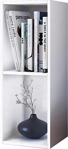 Holz Stand Regal Aufbewahrung Deko Bücher Mendas 2 - Regal für CDs, DVDs und Bücher, mit stabiler Rückwand und Melaminharzbeschichtung, Maße ca. H. 72 x B. 34 x T. 30 cm.