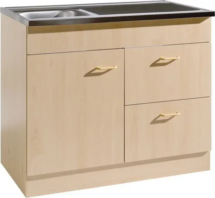 Held Möbel Spülenschrank inkl Spüle Keine BxTxH 100 x 60 x 85 cm buche matt zerlegt Anschlag reversibel 954.8002