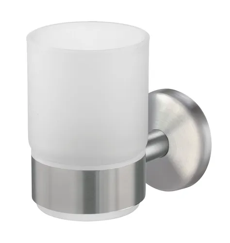 TrendLine Zahnputzbecher Simple Round Edelstahl gebürstet in weiß von TrendLine