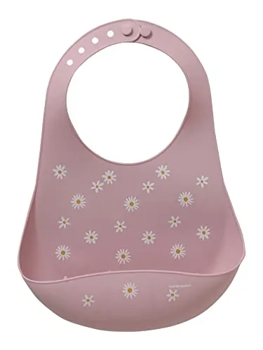 Vertbaudet Baby Lätzchen mit Auffangschale, Silikon altrosa margeriten ONE SIZE