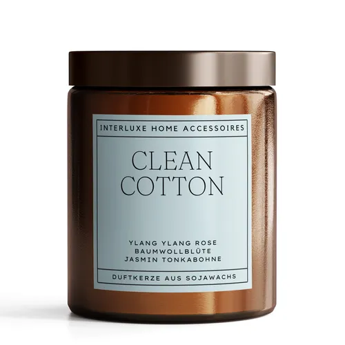 Interluxe Duftkerze im Apothekerglas - Clean Cotton Kerze mit frischem Duft