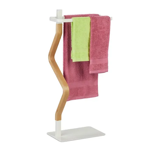 Stabiler Handtuchständer mit 2 Stangen - Handtuchhalter für das Badezimmer, freistehend und stabil aus Metall, ideal für platzsparende Aufbewahrung von Handtüchern und Badetüchern.
