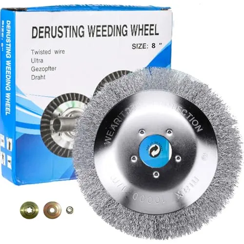 Lihaian Wildkrautbürste für Motorsense Rasentrimmer - Wildkrautbürste mit 25,4mm Bohrung, Bodendurchmesser 200mm, Kann Unkraut und Moos Effektiv Entfernen Improved Concept 8in grobe Drahtbürste