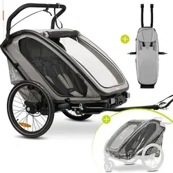 Hauck 3in1 Fahrradanhänger Sparset Bike N Walk - Grau