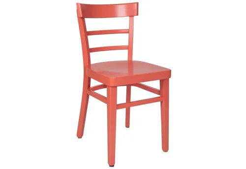 Küchenstuhl Laura - Retro Vintage Holzstuhl in Lachs Rot - Stuhl für Esszimmer und Küche, gefertigt aus massivem Holz mit modernem Design. Ideal für stilvolle Akzente und langlebige Nutzung.